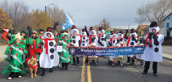 Library staff in holiday costumes